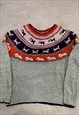 VINTAGE KNITTED JUMPER CUTE DOG PATTERNED KNIT SWEATER