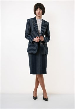 90s Vintage Aquascutum Striped High Waist Pencil and Blazer