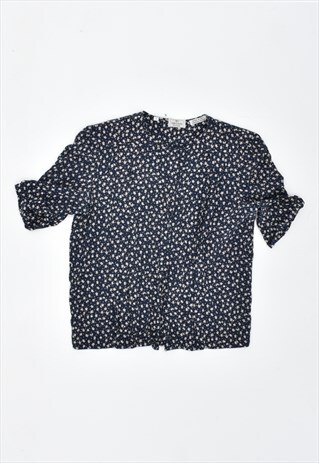 VINTAGE 90'S VALENTINO TOP BLOUSE FLORAL NAVY BLUE