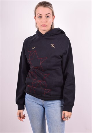 NIKE WOMENS VINTAGE HOODIE JUMPER MEDIUM BLACK 90'S