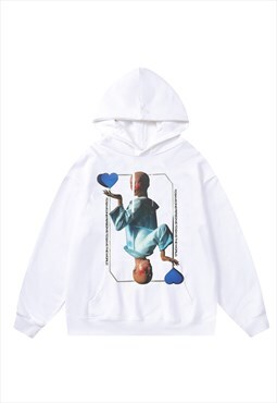 ard print hoodie game pullover premium jumper in white