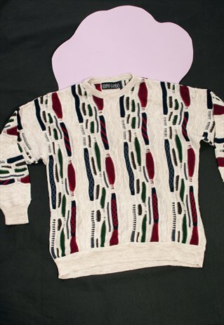 Vintage Jumper 80s Wacy Pattern Knitted Unisex Sweater