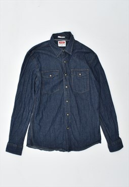 Vintage 90's Wrangler Denim Shirt Navy Blue