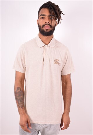 BURBERRY MENS VINTAGE POLO SHIRT XL GREY 90S