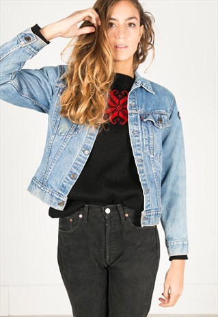 VINTAGE 80S LEVI'S PATCHED DENIM JACKET / R0978