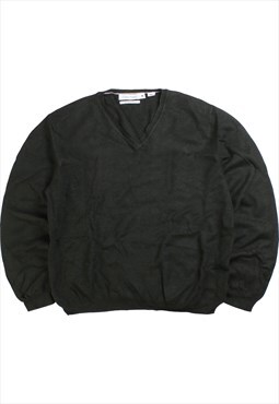 Vintage  Calvin Klein Jumper / Sweater Knitted V Neck Black