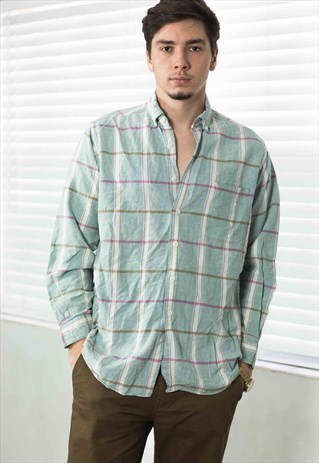 VINTAGE CHECKED FLANNEL SHIRT 90S M 11.3