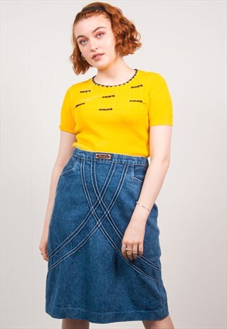 VINTAGE 90'S DENIM MIDI PENCIL SKIRT