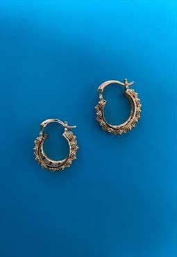 Gold-plated Indian Filagree Hoop Earrings 