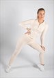 BEIGE RIBBED COLLARED ZIP TOP & LEGGINGS CO-ORD 