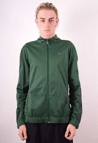NIKE MENS VINTAGE TRACKSUIT TOP JACKET MEDIUM GREEN 90S