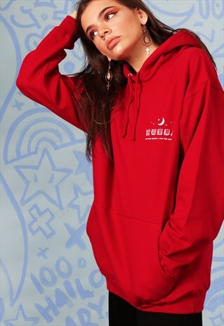 HOODIE IN RED WITH TIGER GRAPHIC PRINT FRONT AND BACK