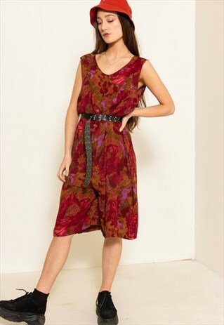 VINTAGE 90S ROSE TONED BUTTON UP PLAYSUIT