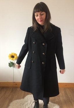 Vintage 80s Black Midi Coat.