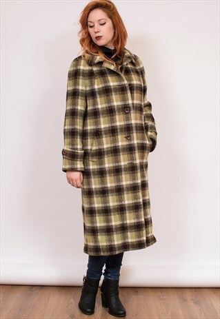 VINTAGE PLAID CHECK WOOL COAT 14