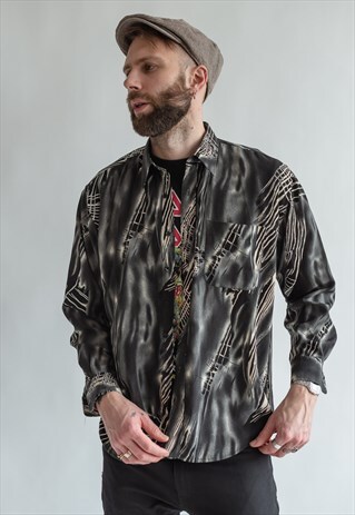 VINTAGE Y2K PATTERN DARK SHIRT