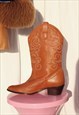Vintage 90s Tan Butter Soft Leather Western Cowboy Boots