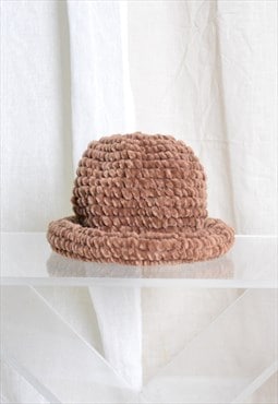 Vintage Chunky Knit Brown Hat