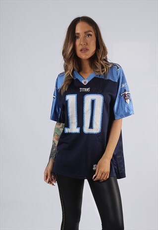 VINTAGE NFL T-SHIRT FOOTBALL JERSEY TOP FITTED UK 14 16 HDAU