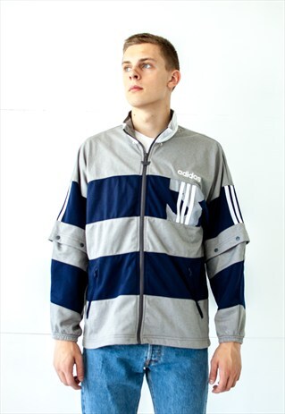 VINTAGE RETRO BLUE GREY ADIDAS SPORTS SHELL JACKET