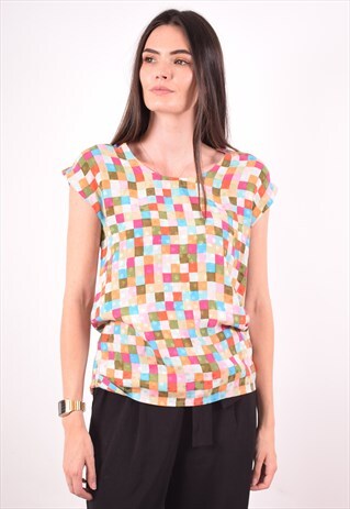 NINA RICCI WOMENS VINTAGE VEST TOP MEDIUM MULTI 90S