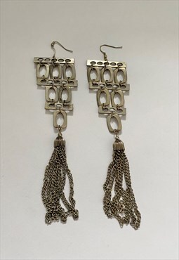 80's Vintage Earrings Ladies Bronze Gold Chandelier