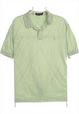 Vintage 90's Nautica Polo Shirt Short Sleeve Button Up Green