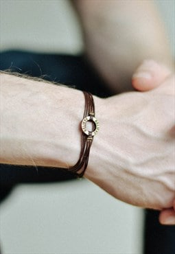 Bronze believe circle bracelet for men brown yoga mens gift