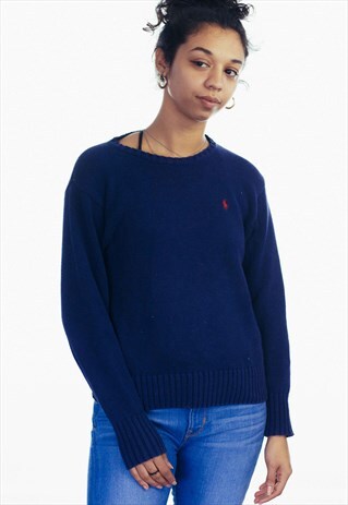 VINTAGE POLO RALPH LAUREN LOGO SWEATER JUMPER 90S S 14.2