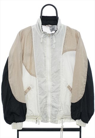VINTAGE ATHLETIC WORKS WHITE WINDBREAKER JACKET MENS