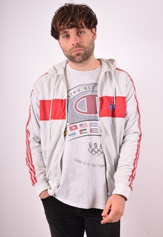 ADIDAS MENS VINTAGE JACKET MEDIUM WHITE 90S