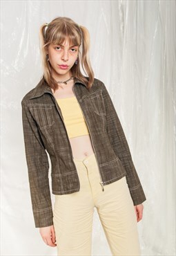 Vintage Shacket 90s Blazer Jacket in Khaki