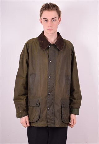 BARBOUR MENS VINTAGE WAXED COTTON JACKET XXL GREEN 90S