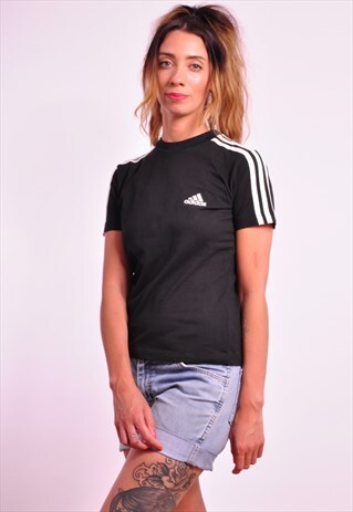 VINTAGE ADIDAS 90S RETRO BLACK T-SHIRT