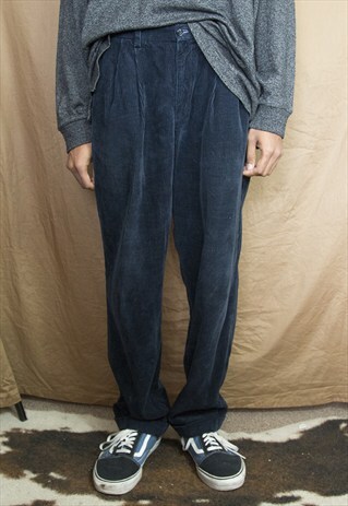 90S MINIMALIST SKATER LUXURY BLUE PLEATED CORDUROY TROUSER