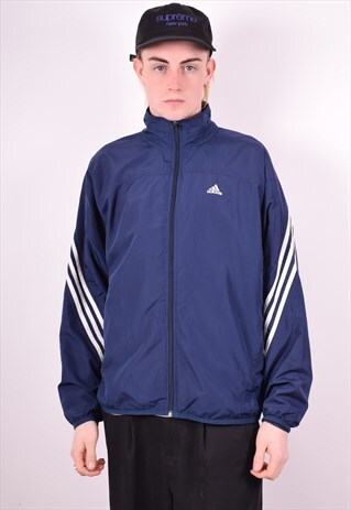 ADIDAS MENS VINTAGE TRACKSUIT TOP JACKET MEDIUM BLUE 90'S