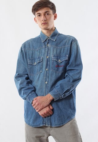 VINTAGE BENETTON 90S BLUE DENIM JEANS LONG SLEEVE