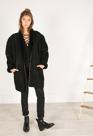 VINTAGE 80S WINTER SHEEPSKIN COAT / R3002