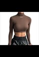 Brown polo neck crop top