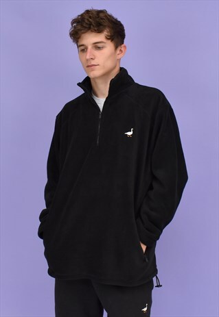 G&G UNISEX BLACK 1/4 ZIP GOOSE FLEECE