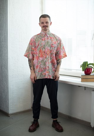 VINTAGE 80'S ABSTRACT PRINT MULTICOLOUR SHIRT