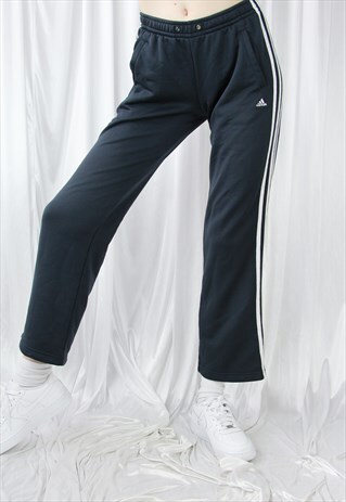 Y2K VINTAGE ADIDAS GREY NAVY TRACKSUIT BOTTOMS JOGGERS