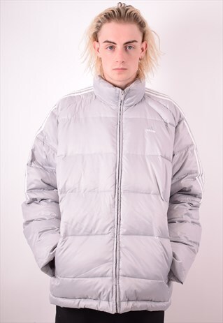 ADIDAS MENS VINTAGE PADDED JACKET LARGE GREY 90S