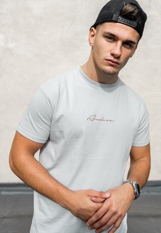 AUDERE TSHIRT DUST ROSE GOLD SCRIPT LOGO