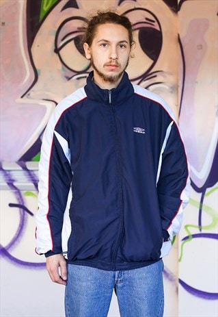 NAVY BLUE, RED AND WHITE WINDBREAKER TRACK JACKET