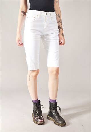 VINTAGE LEVI'S 510 BERMUDA DENIM SHORTS WHITE