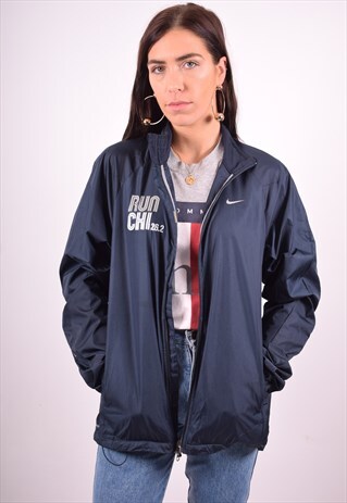 NIKE WOMENS VINTAGE TRACKSUIT TOP JACKET MEDIUM NAVY BLUE 90