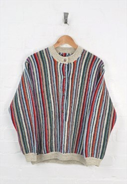 Vintage 80s Striped Knitwear Cardigan Ladies Medium