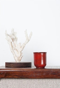 Vintage planter 80s red glazed ceramic cup