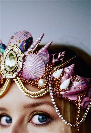 HANDMADE LOVE HEART FESTIVAL MERMAID CROWN IN PINK